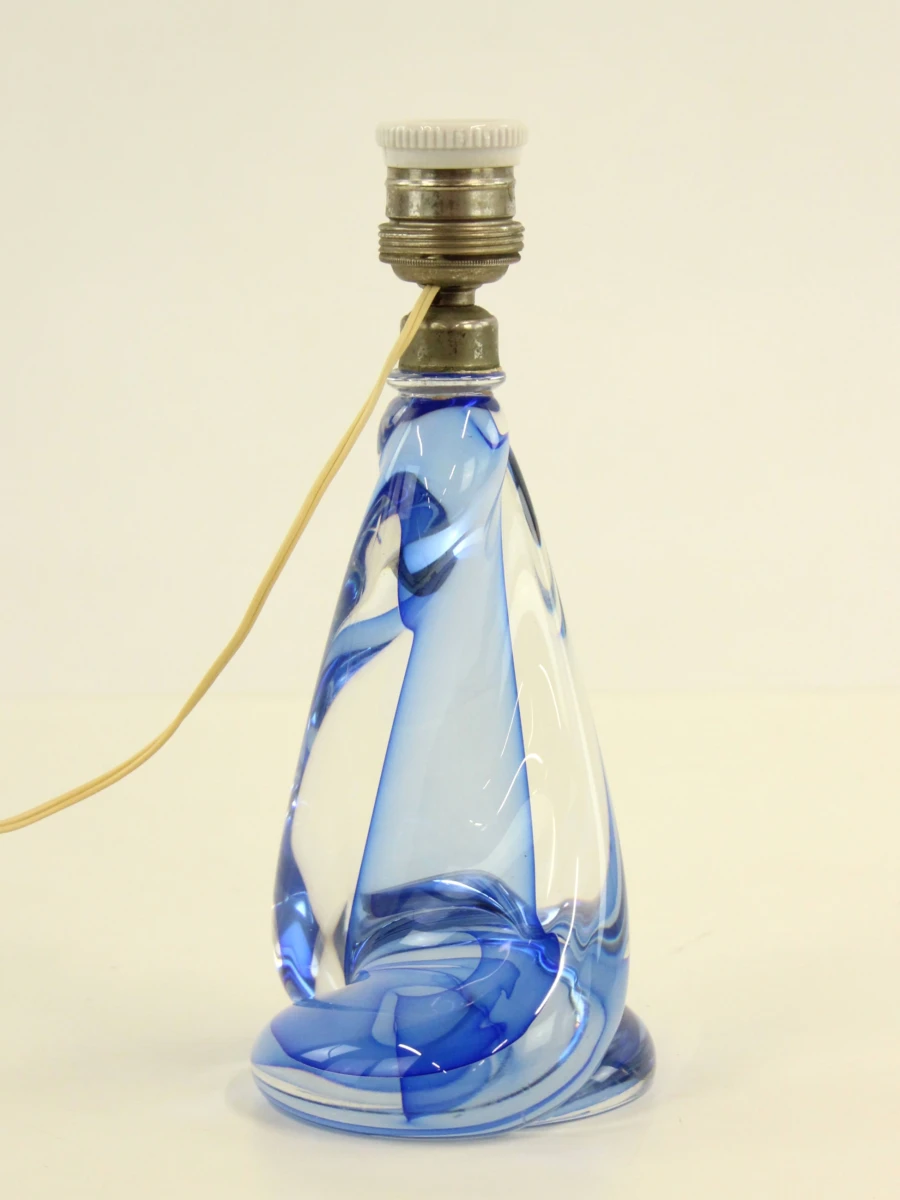 Val Saint Lambert kristallen lampenvoet – Blauw - foto 2