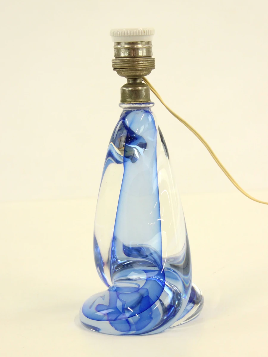 Val Saint Lambert kristallen lampenvoet – Blauw - foto 3