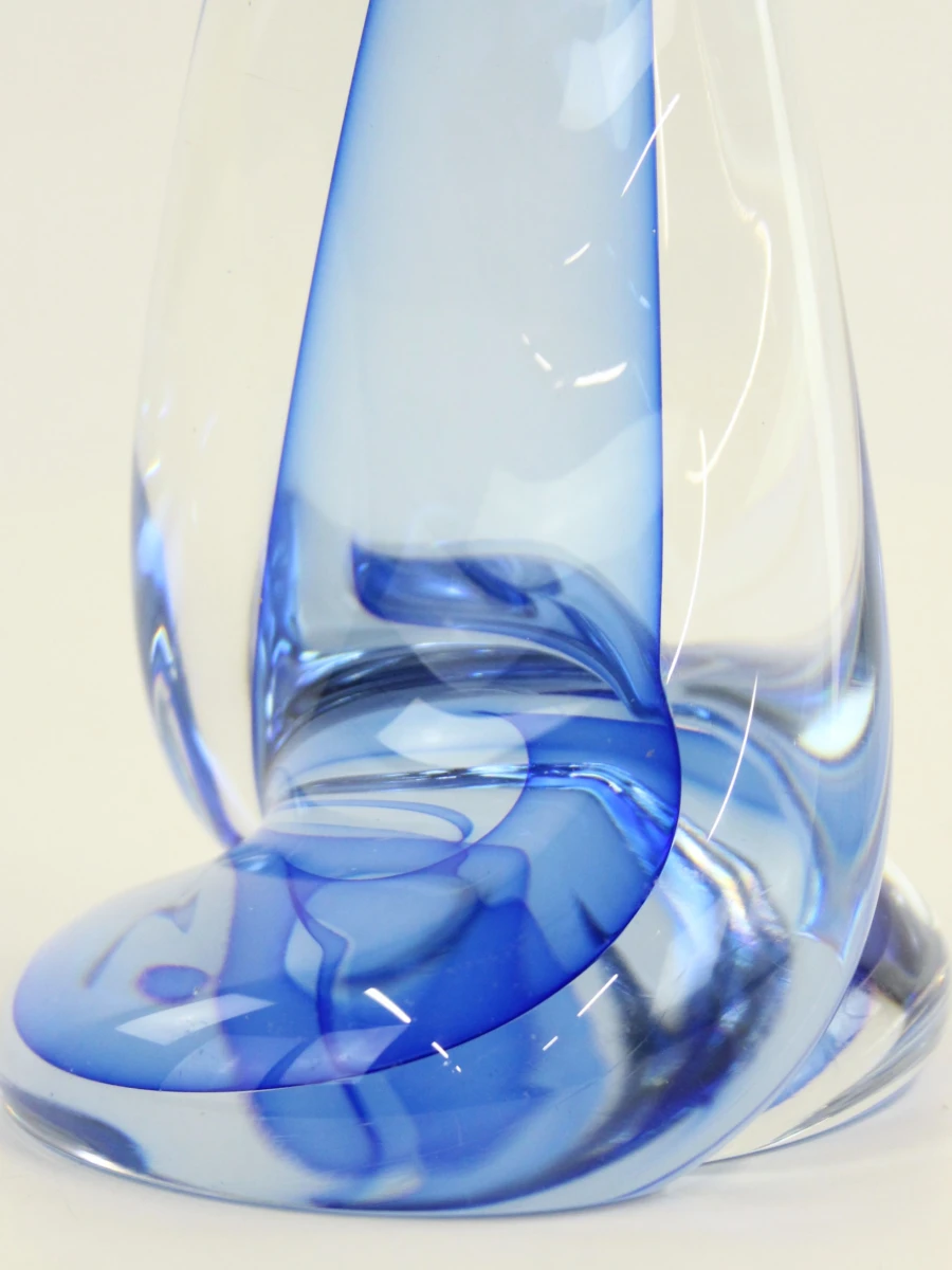 Val Saint Lambert kristallen lampenvoet – Blauw - foto 4