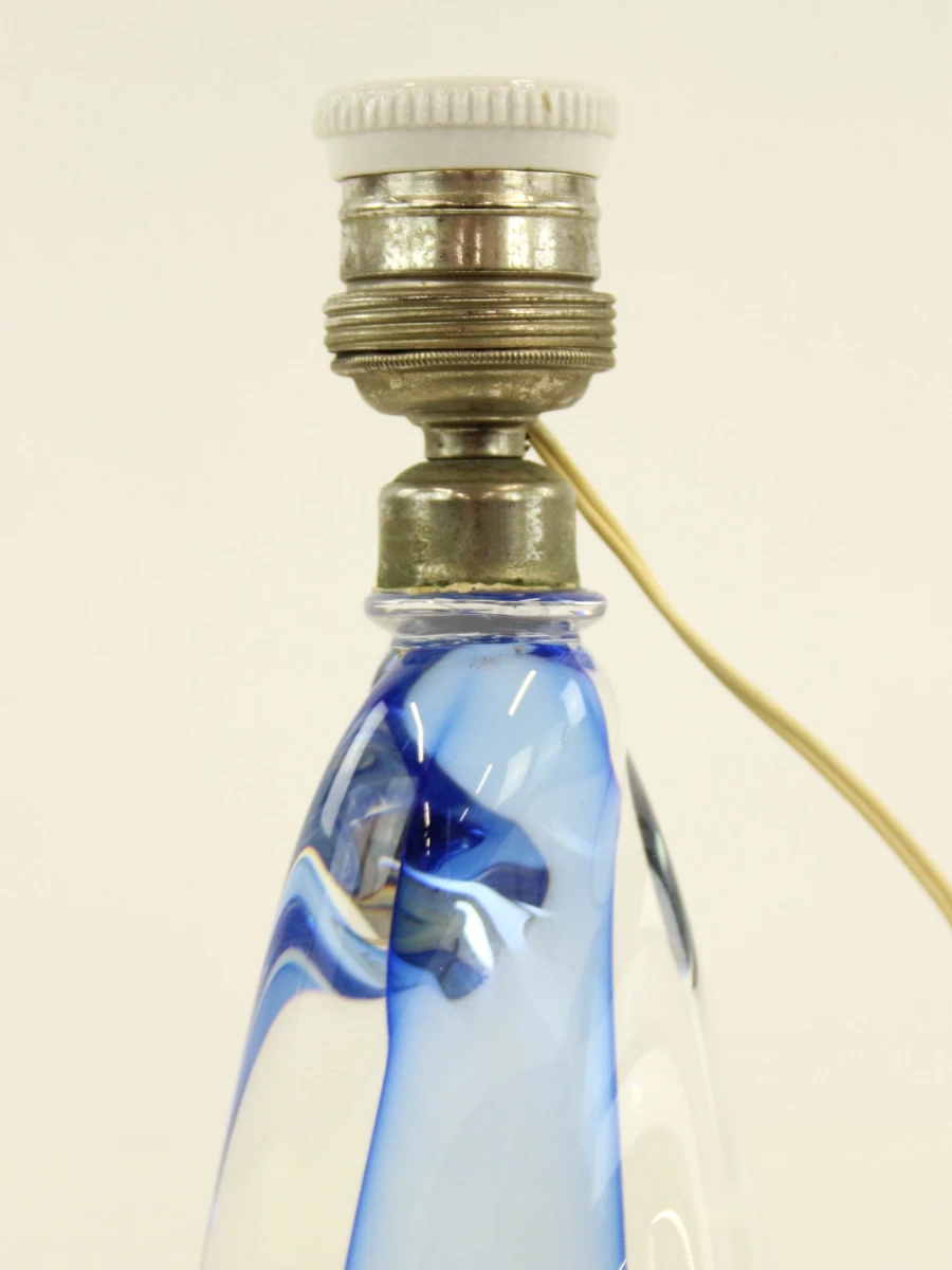 Val Saint Lambert kristallen lampenvoet – Blauw - foto 5