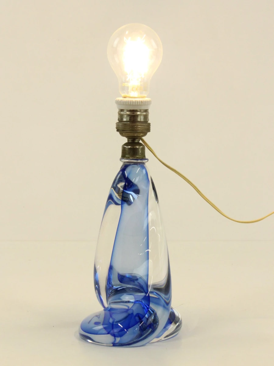 Val Saint Lambert kristallen lampenvoet – Blauw - foto 8
