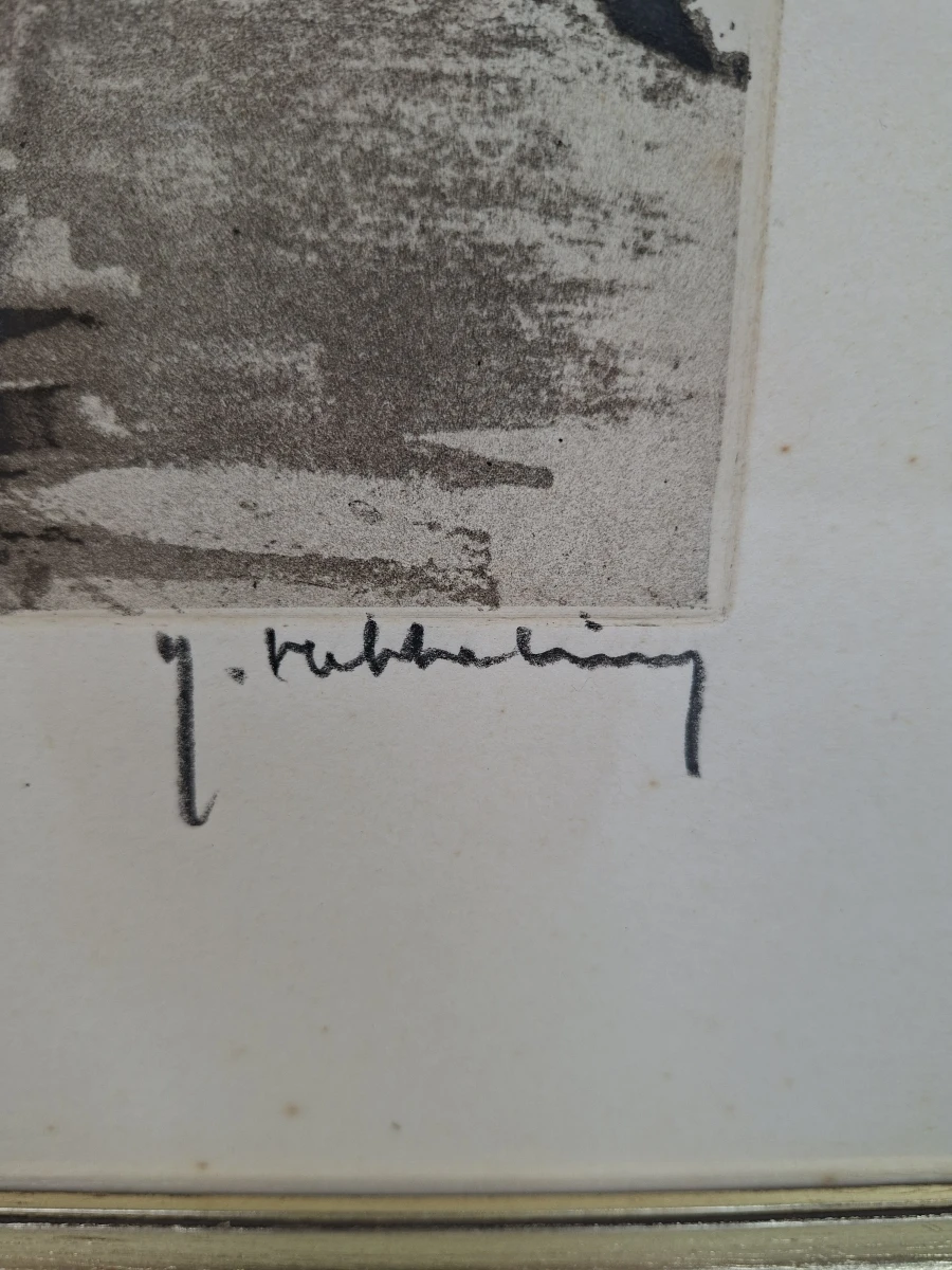 Handgesigneerde Kleurenets "Brugse Reien met Bonifaciusbrug" – J. Hubbeling – Genummerde Oplage - foto 2
