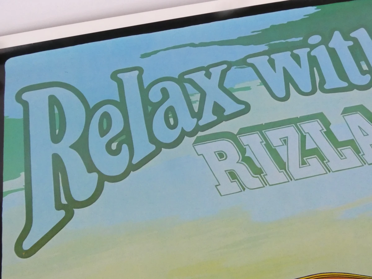 Vintage RIZLA+ reclameposter en RIZLA sigarettenrolbakje - foto 2