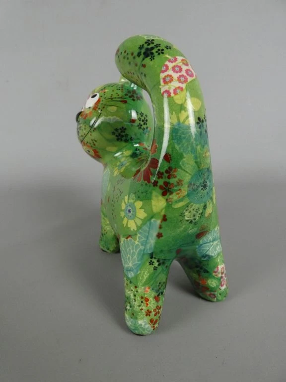Groene Kat-spaarpot met Bloemenprint - foto 4