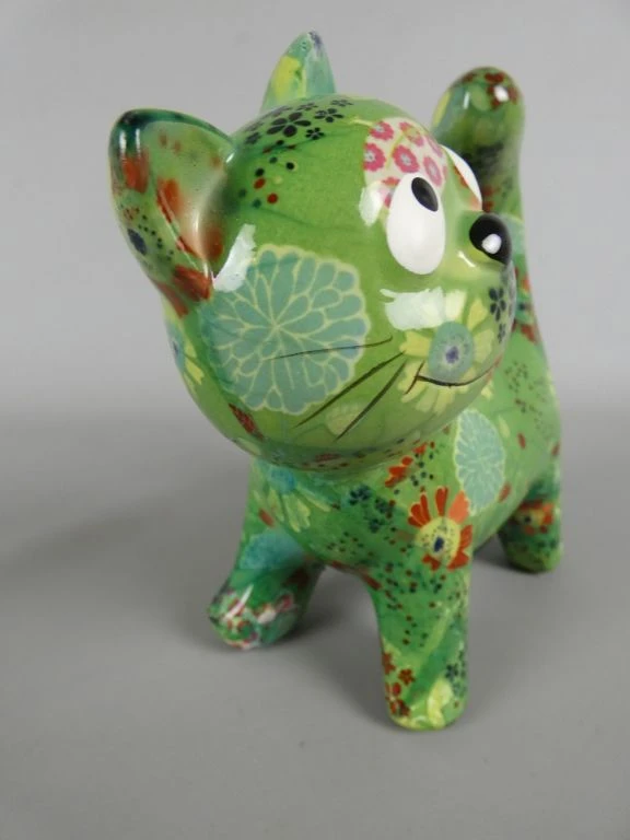 Groene Kat-spaarpot met Bloemenprint - foto 3