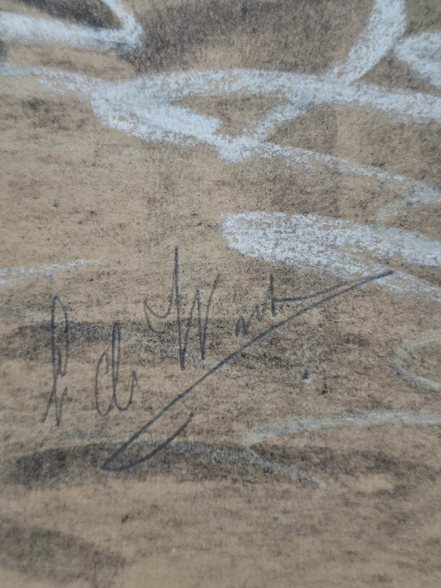 Authentieke Maritieme Tekening "Bedrijvigheid in de Haven" – Gesigneerd & Gekaderd! - foto 2