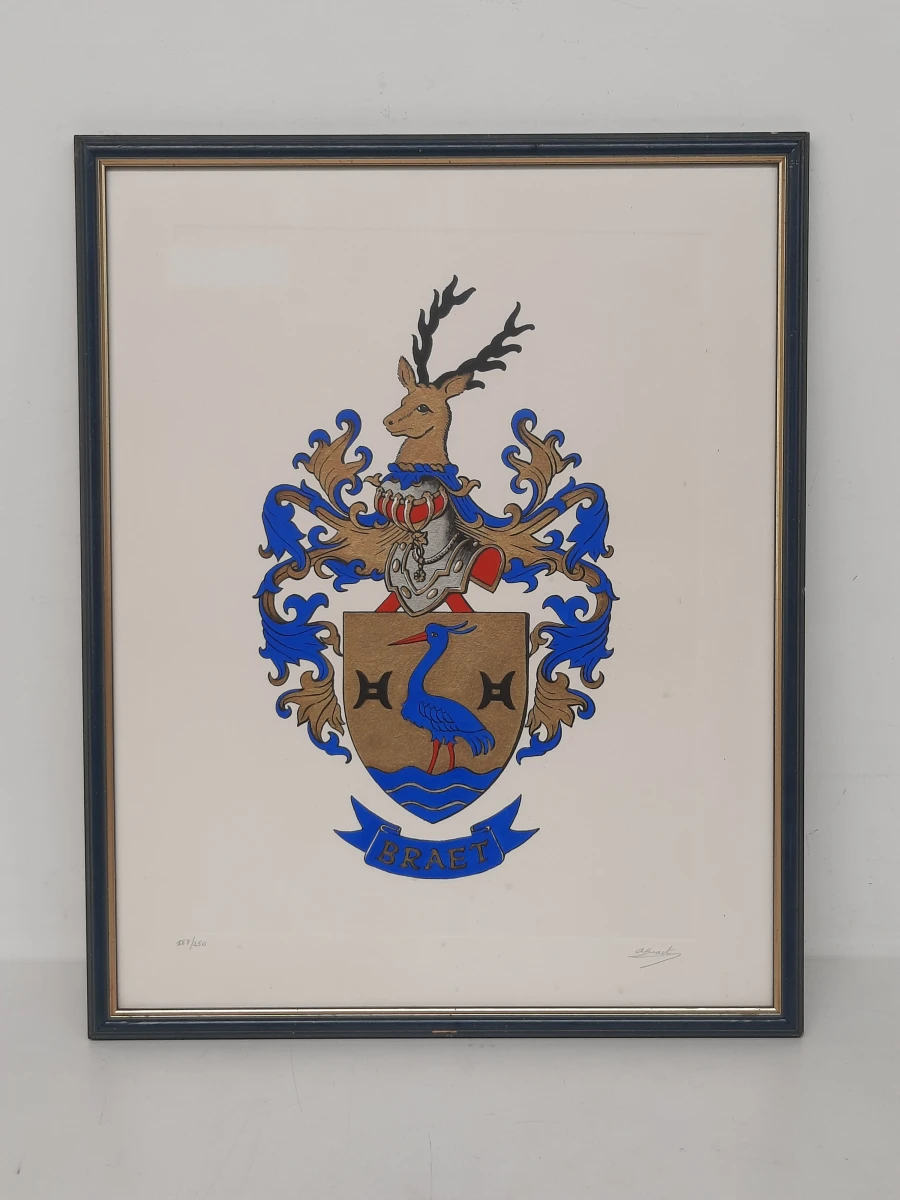 Origineel Familiewapen "Braet" – Gelimiteerde & Gesigneerde Prent (187/250)