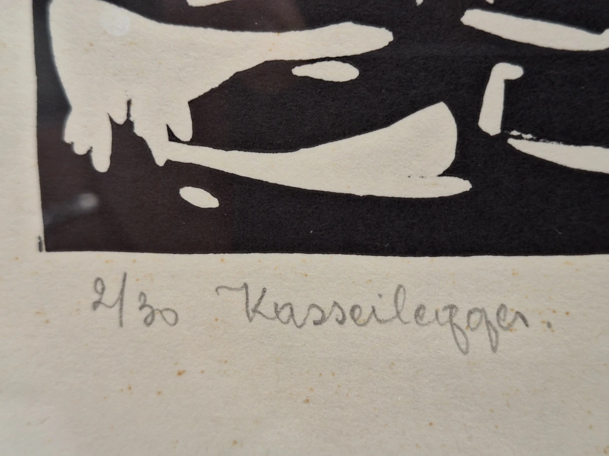 Originele houtsnede / houtgravure "Kasseilegger" - F. Juliaan (1967) - gelimiteerd (2/30) - foto 8