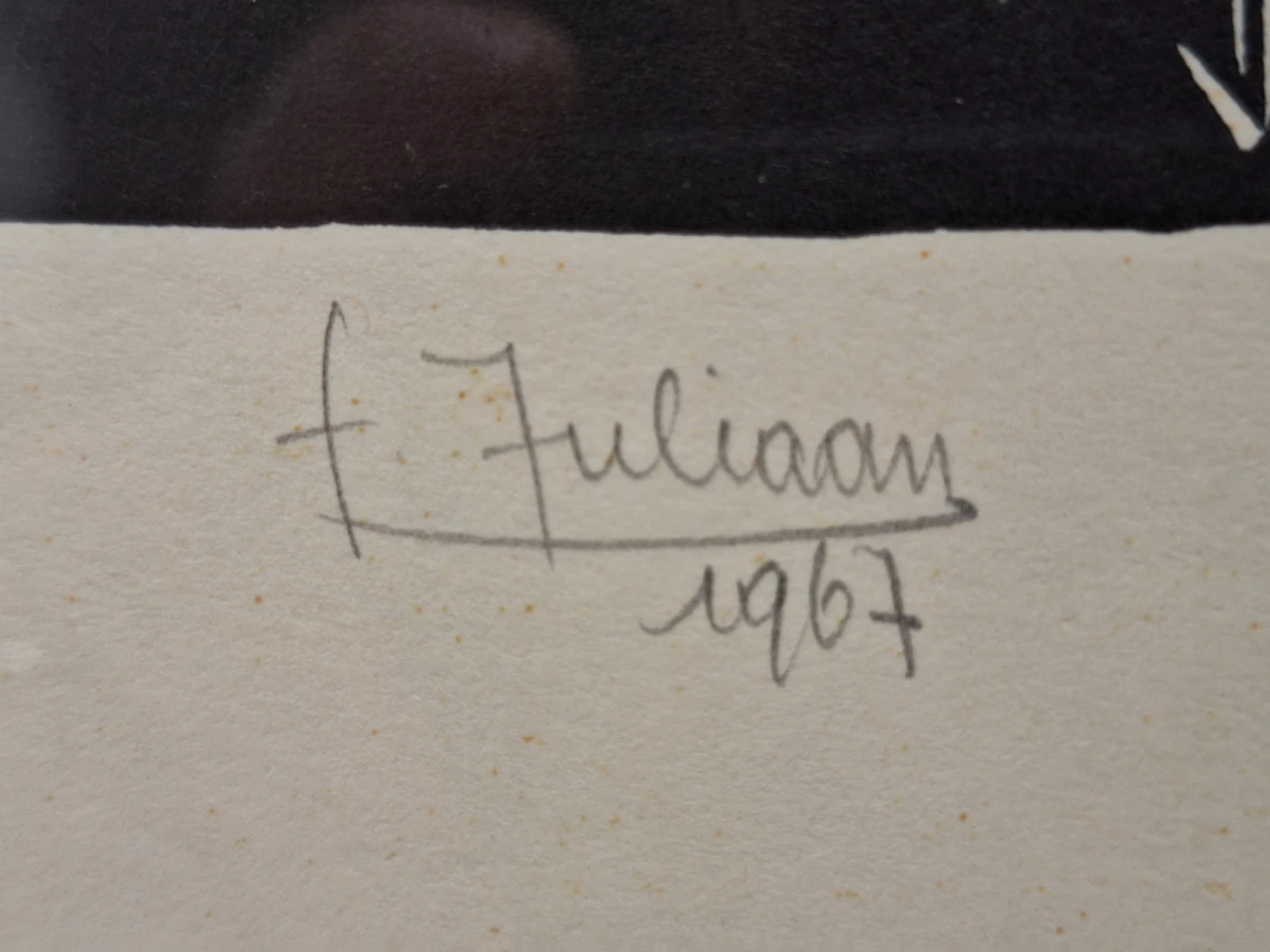 Originele houtsnede / houtgravure "Kasseilegger" - F. Juliaan (1967) - gelimiteerd (2/30) - foto 7