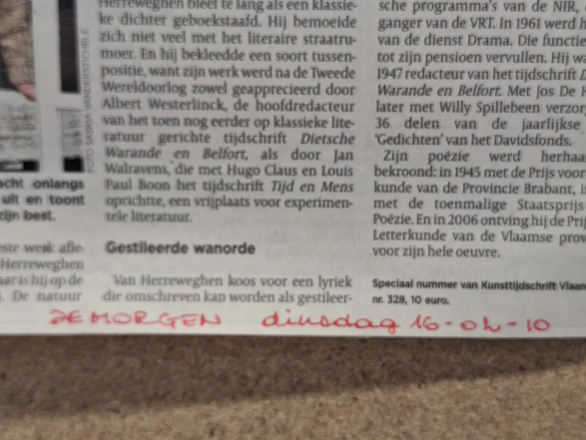 Gedrukt en handgesigneerd gedicht "Huis" - Hubert van Herreweghen - ingelijst - foto 8