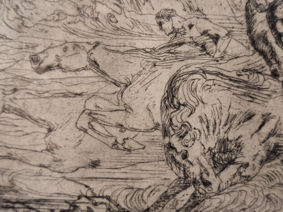 Antieke ets "Steigerende Paarden" - Henri Quittelier (1884–1980) - ingelijst - foto 8