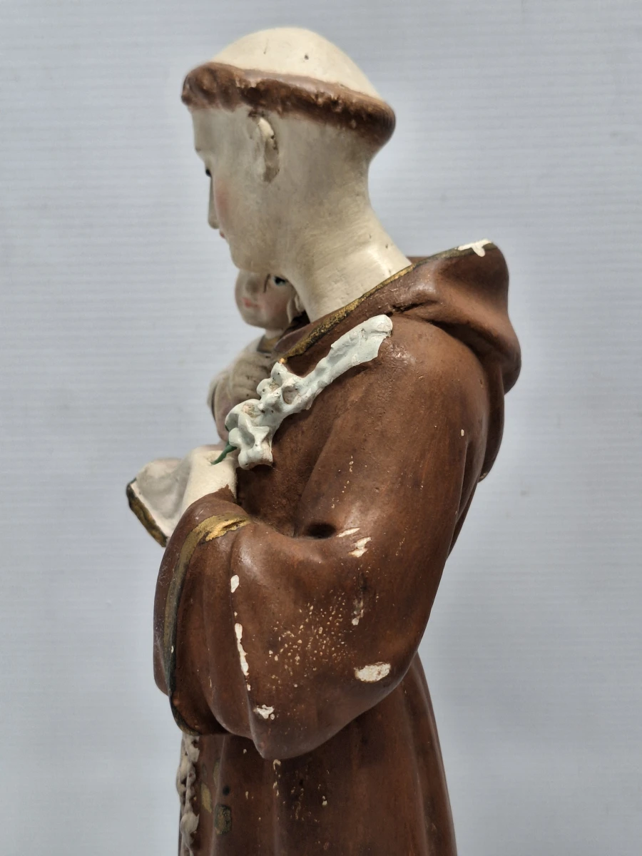 Religieus beeld van Sint-Antonius van Padua met kindje Jezus onder glazen stolp - foto 10