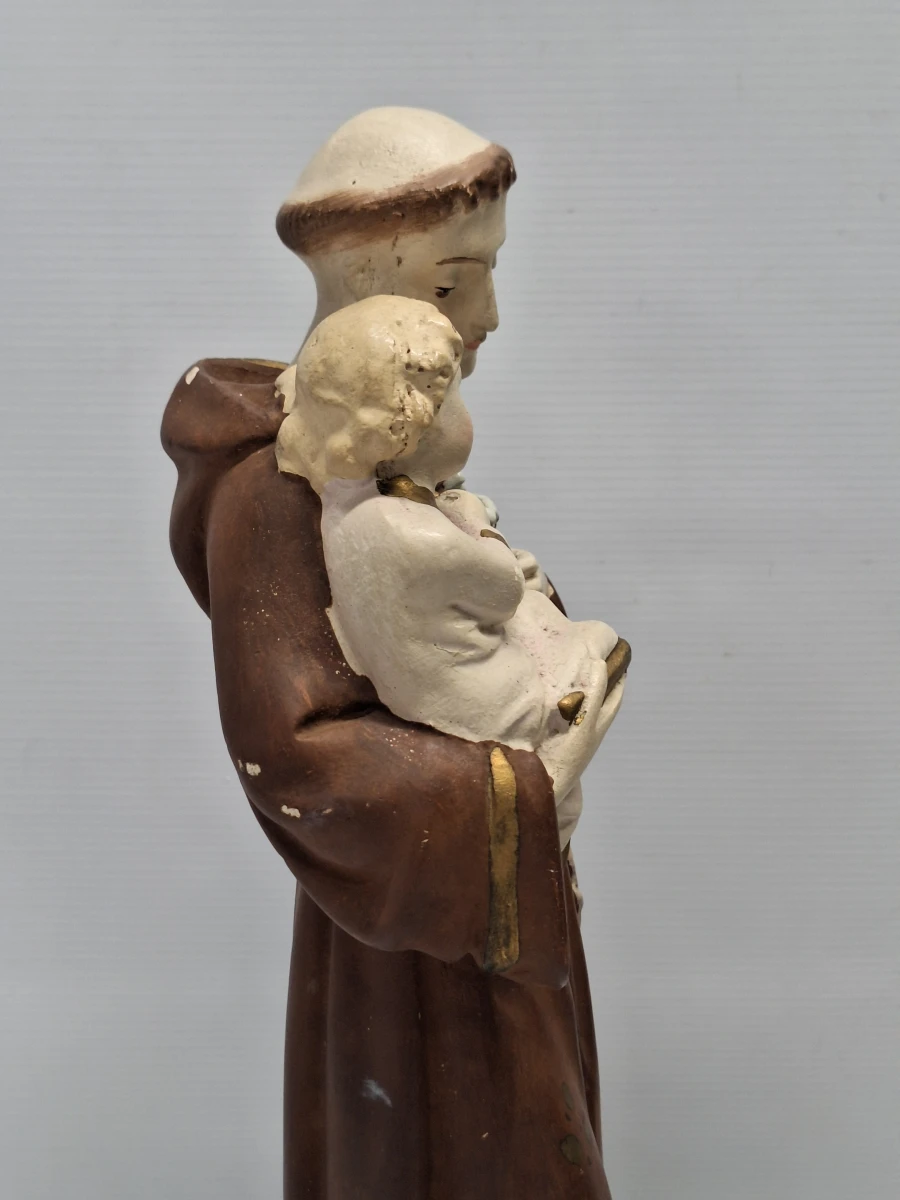 Religieus beeld van Sint-Antonius van Padua met kindje Jezus onder glazen stolp - foto 13