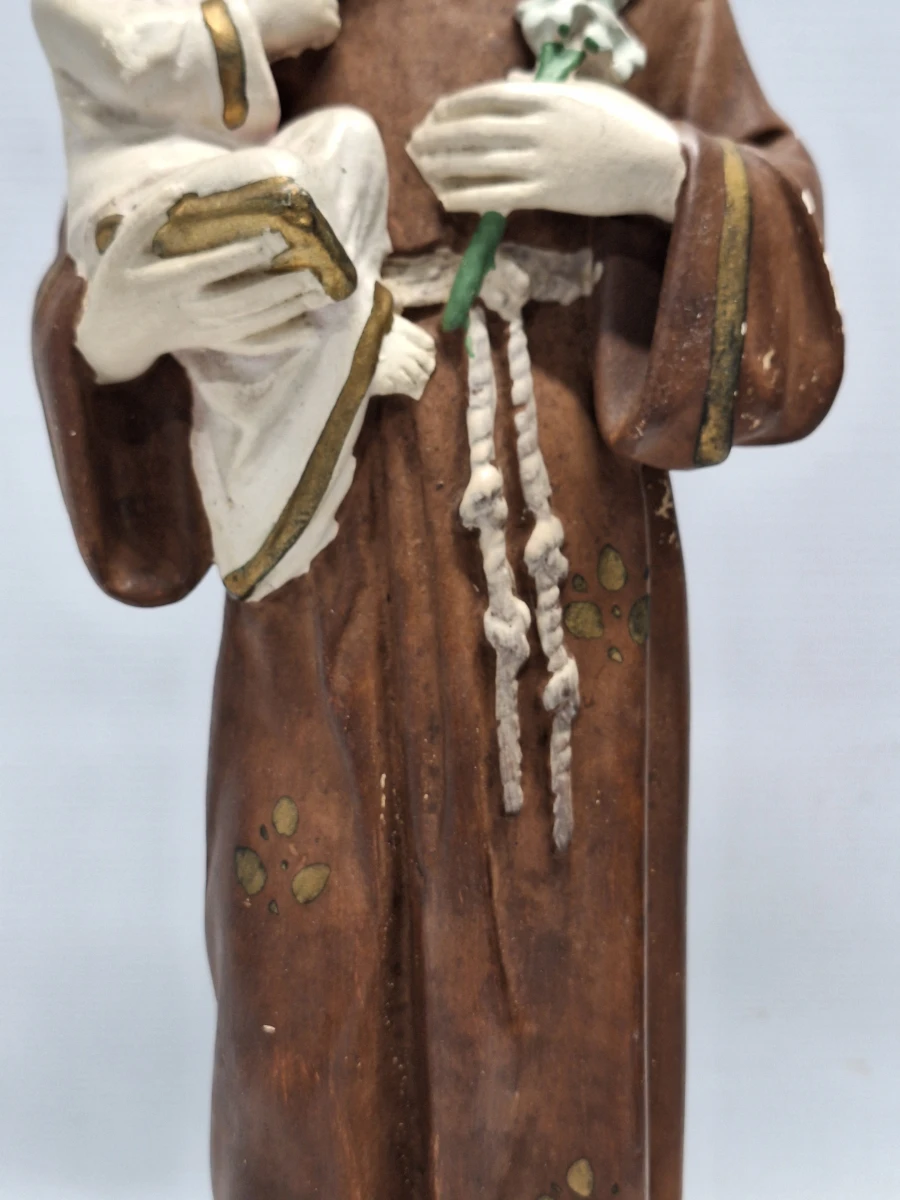 Religieus beeld van Sint-Antonius van Padua met kindje Jezus onder glazen stolp - foto 6