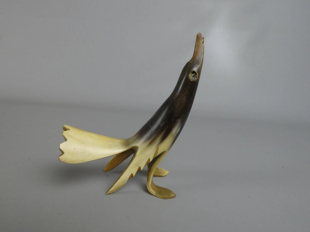 Vogelbeeldje / sculptuur van dierlijk hoorn - foto 3