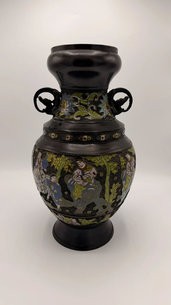 Antieke Japanse Bronzen Champlevé vaas - foto 3