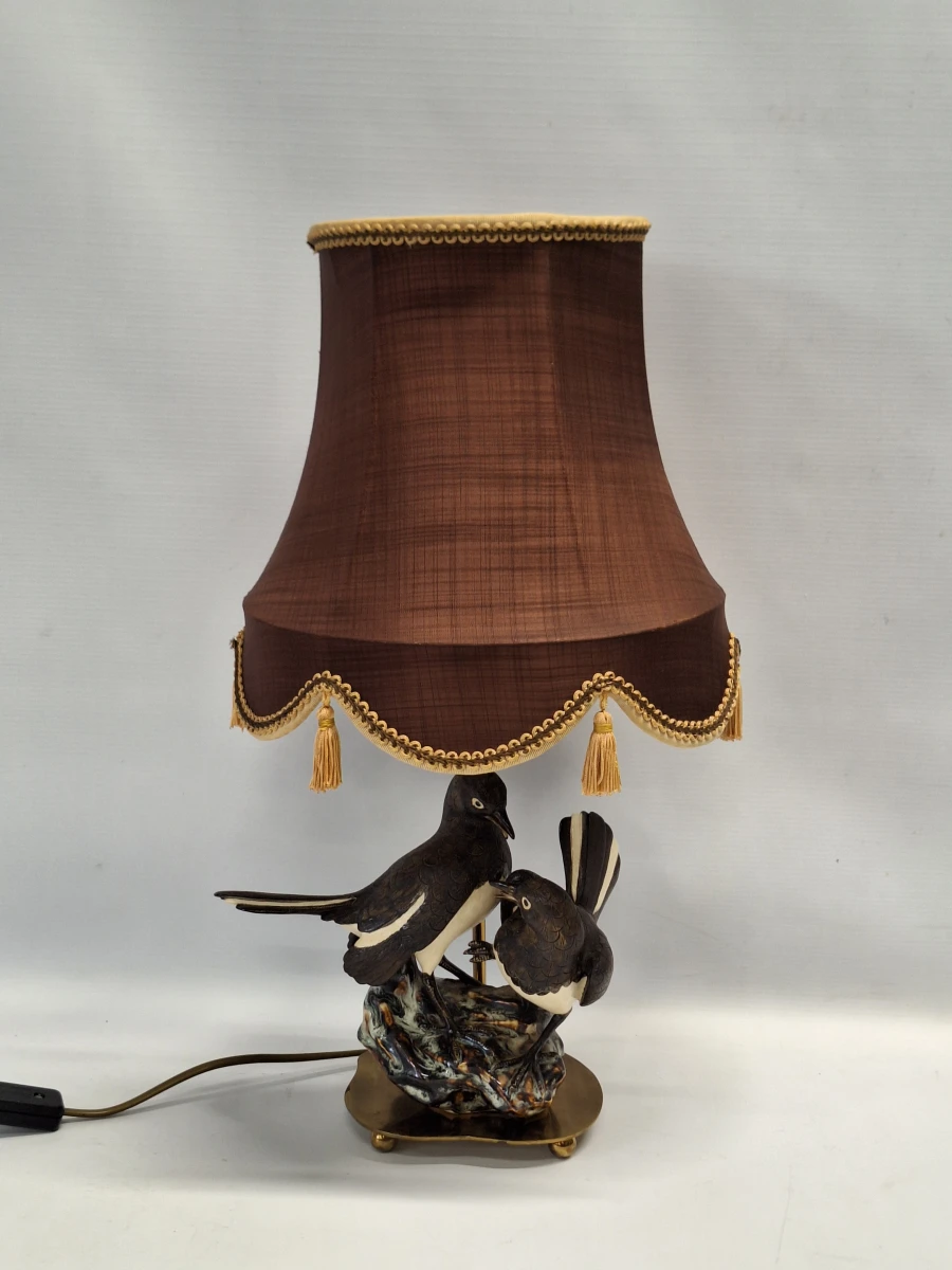 Exclusieve vintage Hollywood Regency tafellamp - Eksters op rots - foto 5