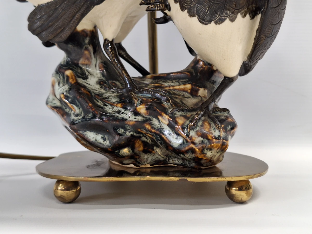 Exclusieve vintage Hollywood Regency tafellamp - Eksters op rots - foto 9