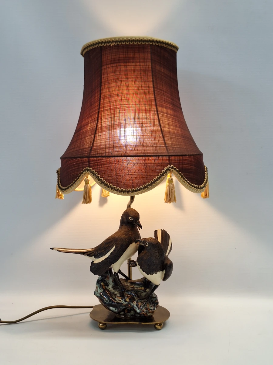 Exclusieve vintage Hollywood Regency tafellamp - Eksters op rots - foto 2