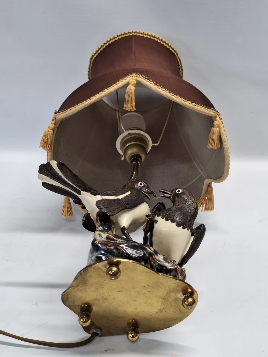 Exclusieve vintage Hollywood Regency tafellamp - Eksters op rots - foto 11