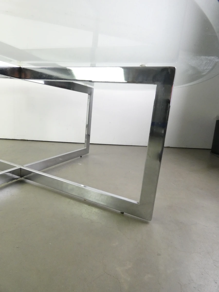 Salontafel van verchroomd metaal en glas in jaren 70-stijl - foto 9
