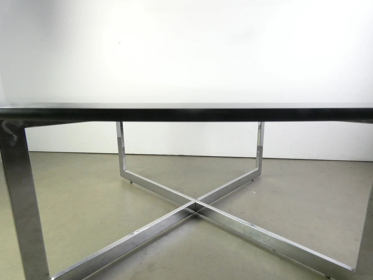 Salontafel van verchroomd metaal en glas in jaren 70-stijl - foto 12