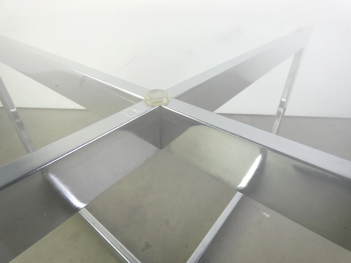 Salontafel van verchroomd metaal en glas in jaren 70-stijl - foto 11