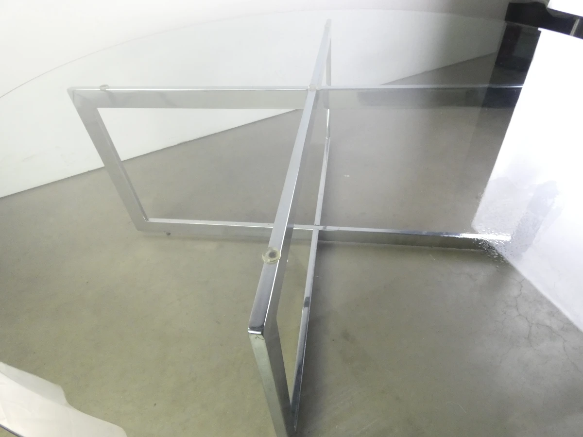 Salontafel van verchroomd metaal en glas in jaren 70-stijl - foto 13