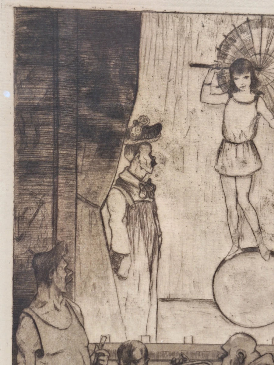 Edmond Van Offel (1871–1959) - originele ets "Circusvoorstelling" (1917) - foto 11