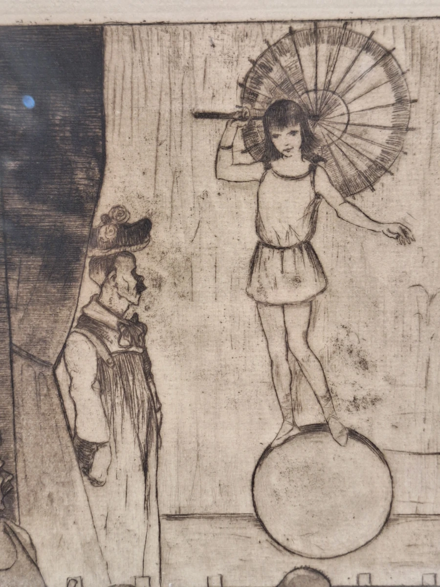 Edmond Van Offel (1871–1959) - originele ets "Circusvoorstelling" (1917) - foto 6