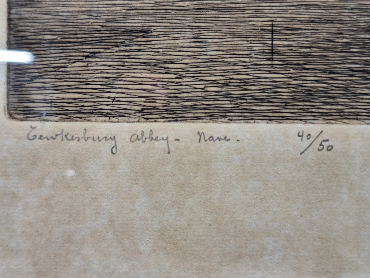 Jos Van Giel (1892–1972) - originele ets "Tewkesbury Abbey - Nave" (gelimiteerde oplage 40/50) - foto 11