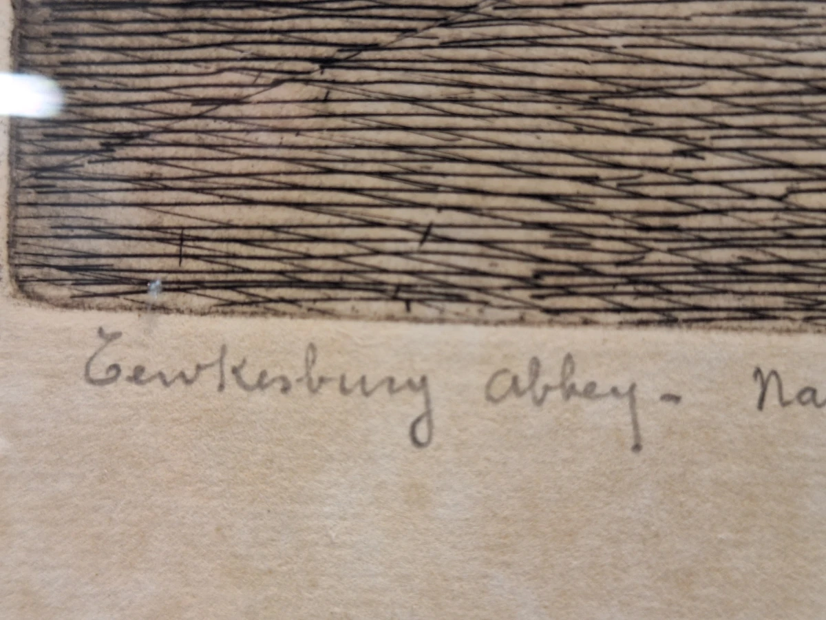 Jos Van Giel (1892–1972) - originele ets "Tewkesbury Abbey - Nave" (gelimiteerde oplage 40/50) - foto 10