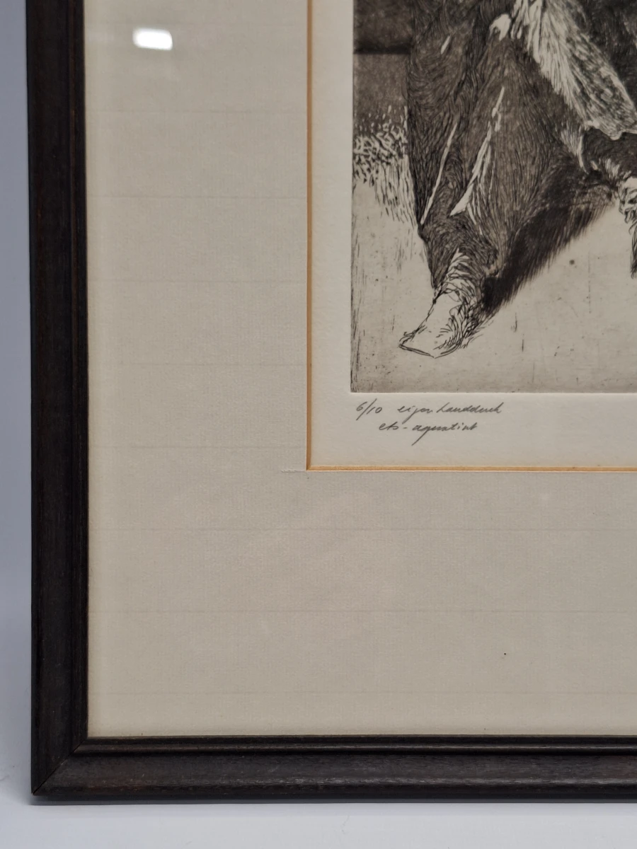 Originele ets en aquatint "De Denker / Piekerende Man" door R. Coorevits - zeldzame eigen handdruk (6/10) - foto 9