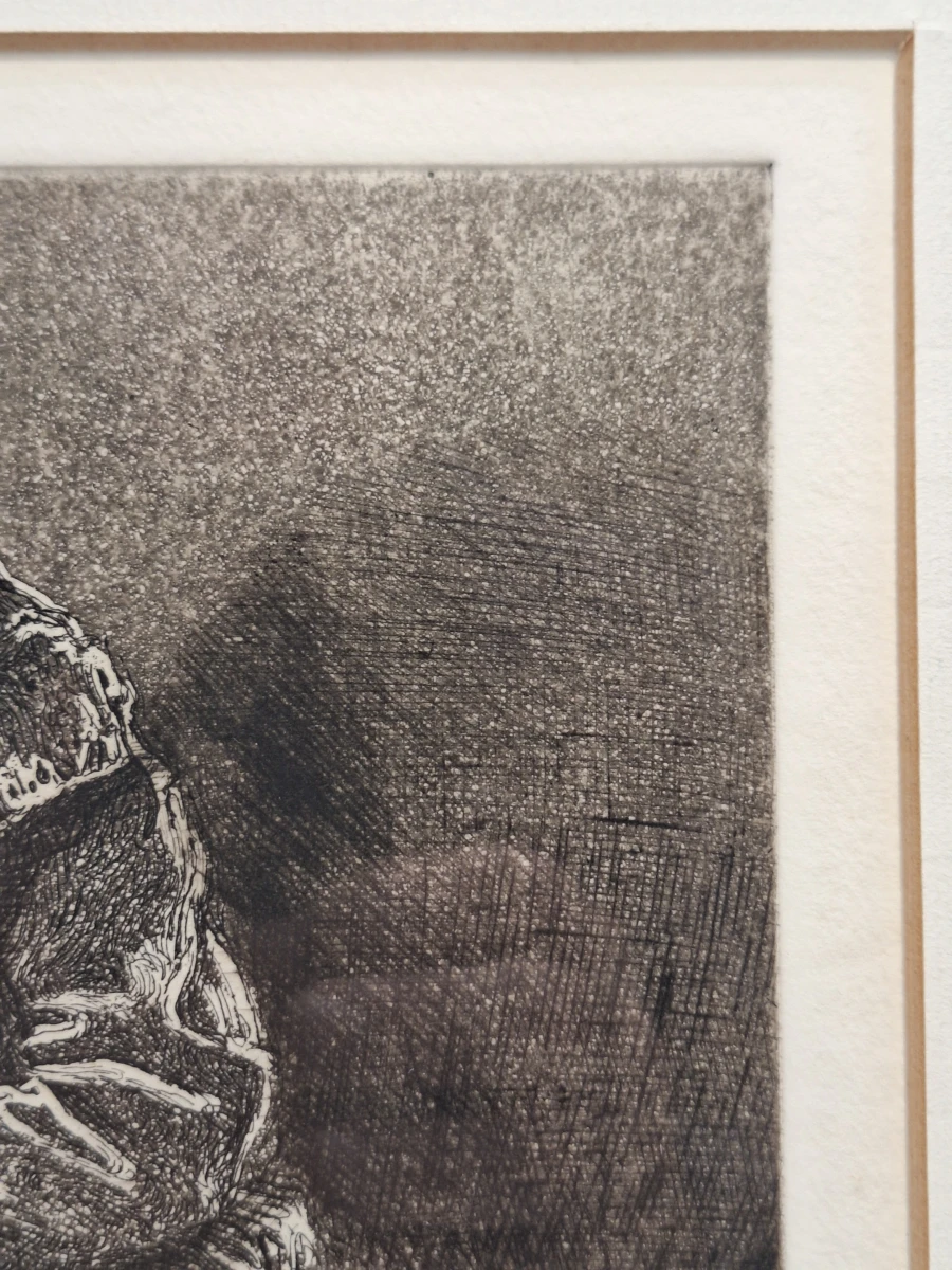 Originele ets en aquatint "De Denker / Piekerende Man" door R. Coorevits - zeldzame eigen handdruk (6/10) - foto 6