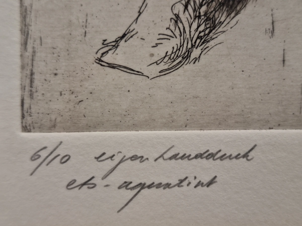 Originele ets en aquatint "De Denker / Piekerende Man" door R. Coorevits - zeldzame eigen handdruk (6/10) - foto 7
