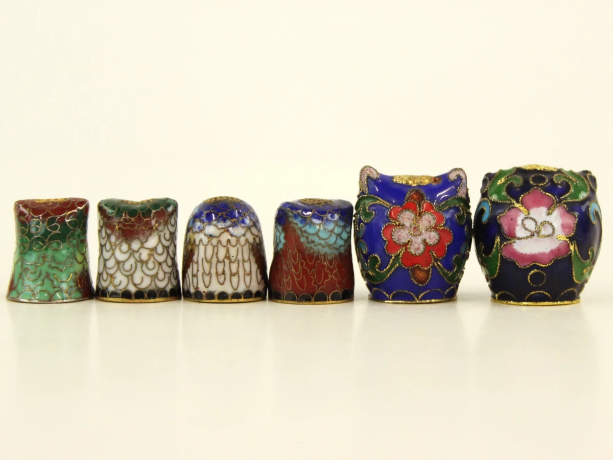 Set van 6 cloisonné uiltjes - decoratieve miniaturen - foto 2