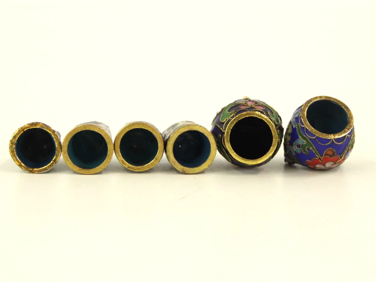 Set van 6 cloisonné uiltjes - decoratieve miniaturen - foto 3