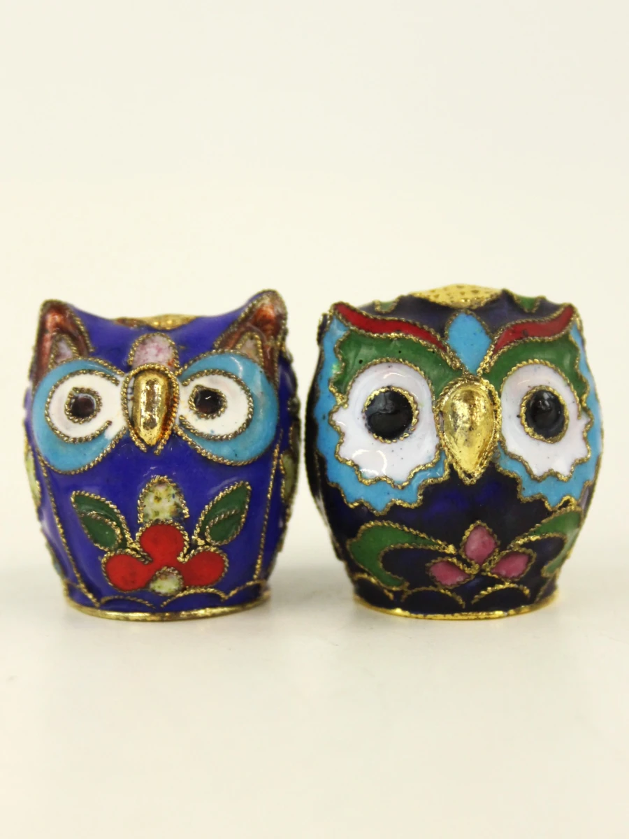 Set van 6 cloisonné uiltjes - decoratieve miniaturen - foto 4