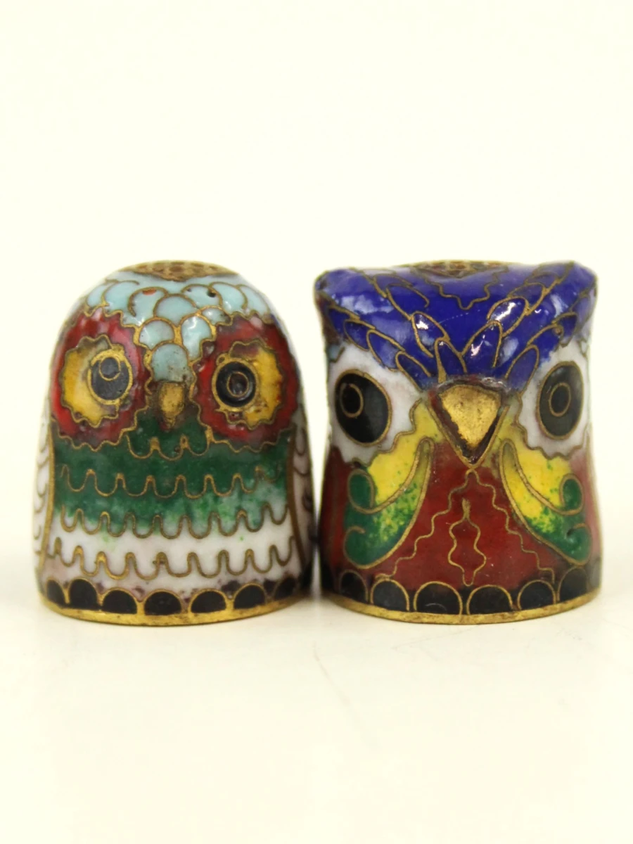 Set van 6 cloisonné uiltjes - decoratieve miniaturen - foto 5