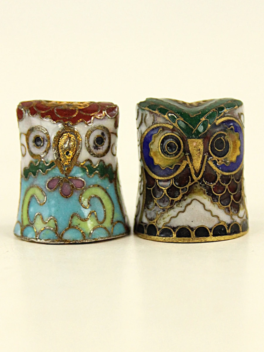 Set van 6 cloisonné uiltjes - decoratieve miniaturen - foto 6