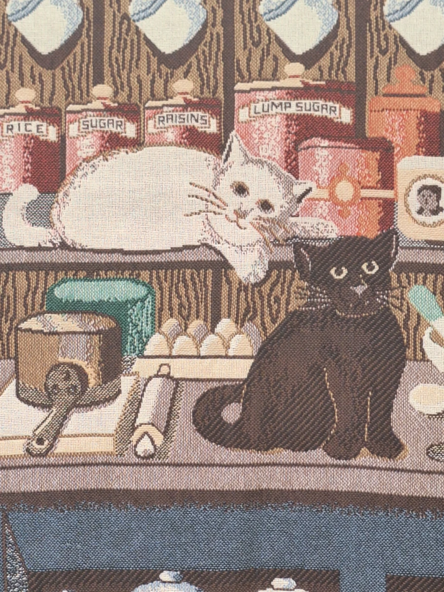 Vintage tapijt / wandkleed met katten in een keuken - Goodwin Weavers (Made in U.S.A.) - foto 8