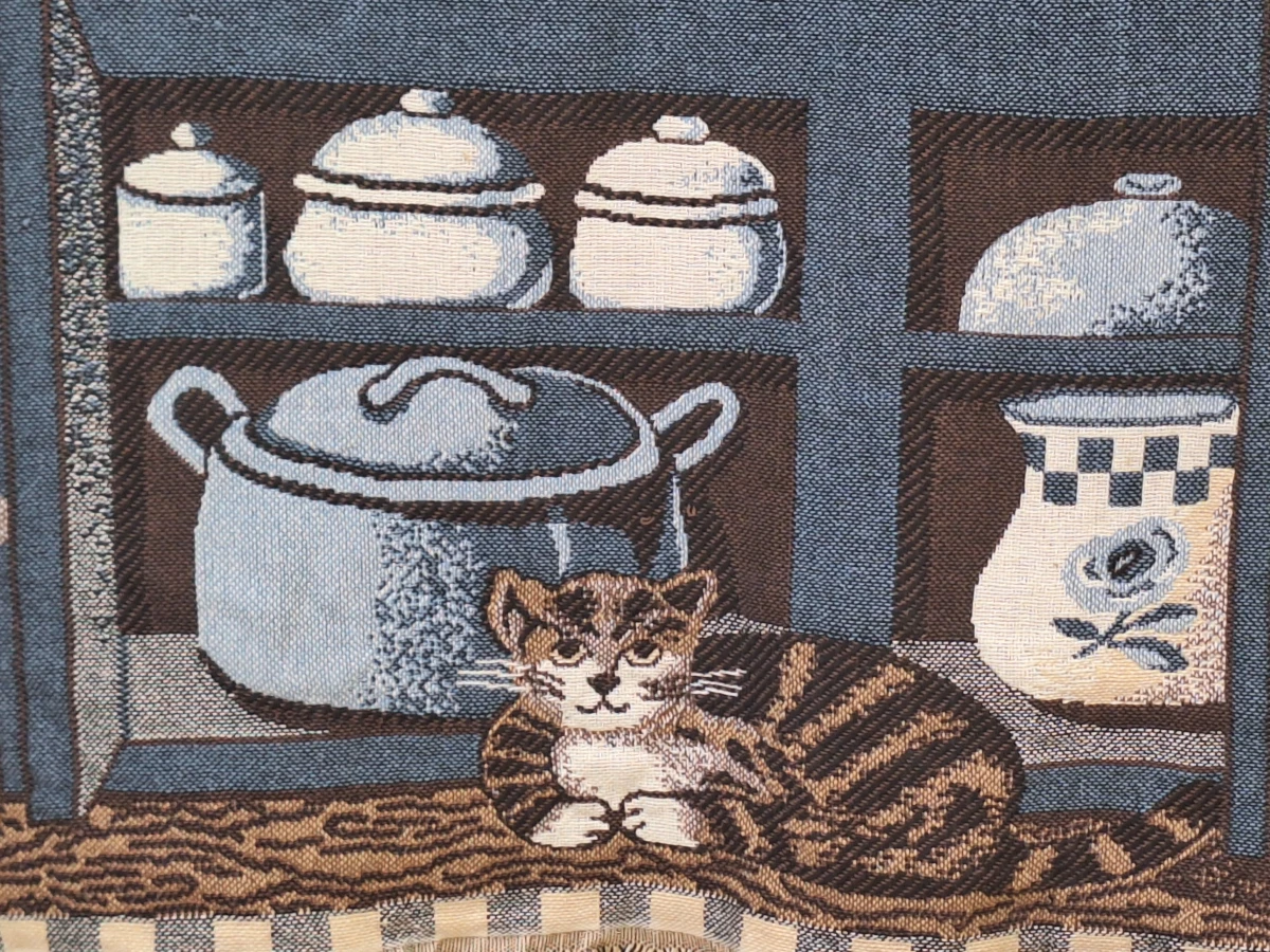 Vintage tapijt / wandkleed met katten in een keuken - Goodwin Weavers (Made in U.S.A.) - foto 10