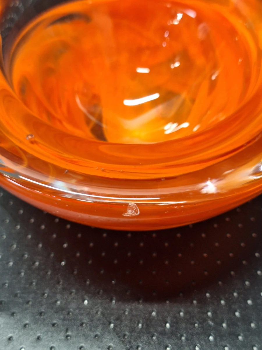 Kosta Boda Atoll grote oranje design schaal van Anna Ehrner - foto 9