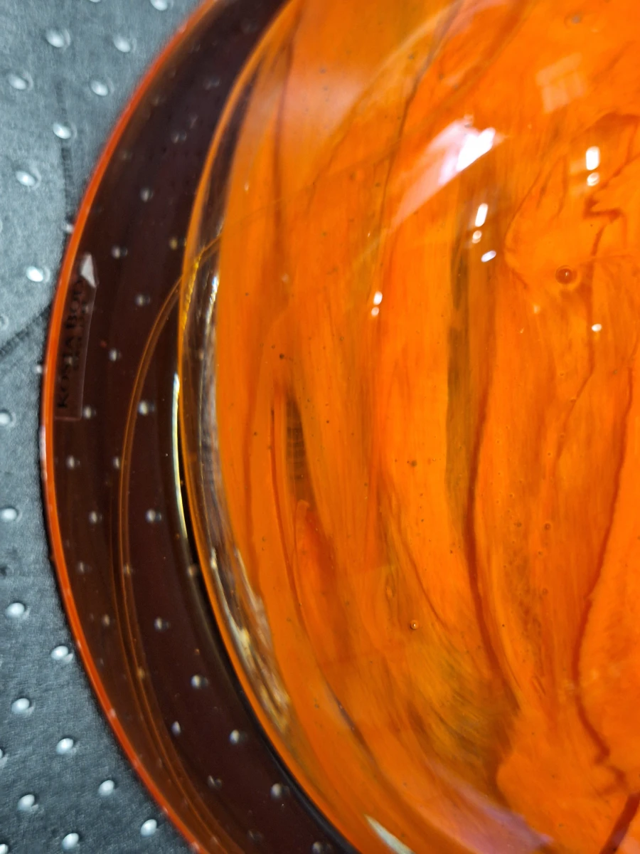 Kosta Boda Atoll grote oranje design schaal van Anna Ehrner - foto 8