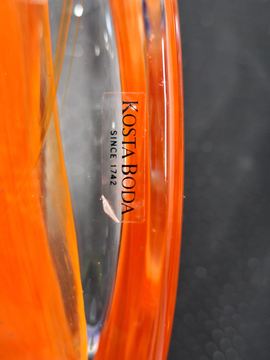 Kosta Boda Atoll grote oranje design schaal van Anna Ehrner - foto 10