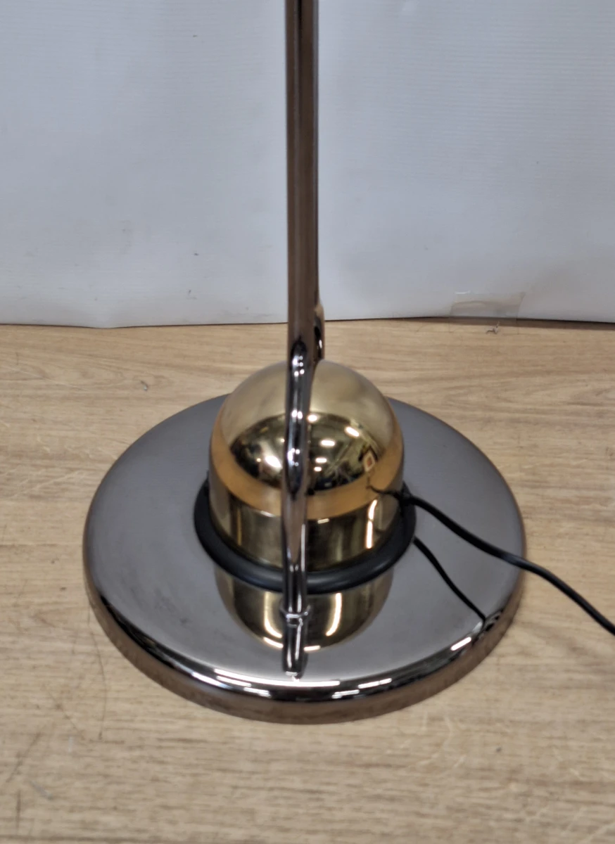 Vintage Massive boogvloerlamp met contragewicht - chroom en messingkleurig metaal, jaren ’80 - foto 5