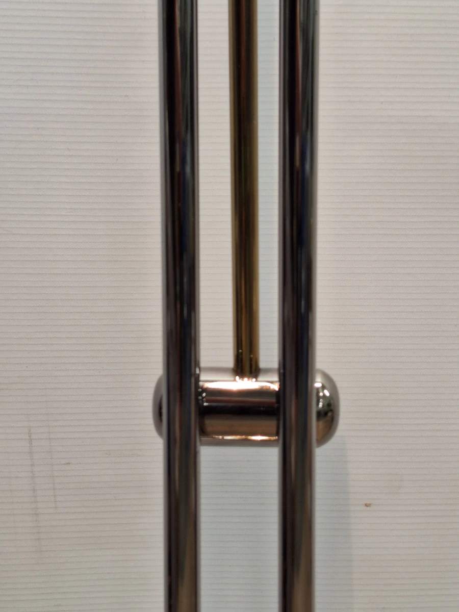 Vintage Massive boogvloerlamp met contragewicht - chroom en messingkleurig metaal, jaren ’80 - foto 10