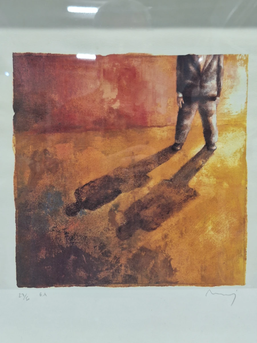 Gelimiteerde kunstzeefdruk / lithografie - figuur met schaduwen (nummer 27/50, E.A.) - foto 2