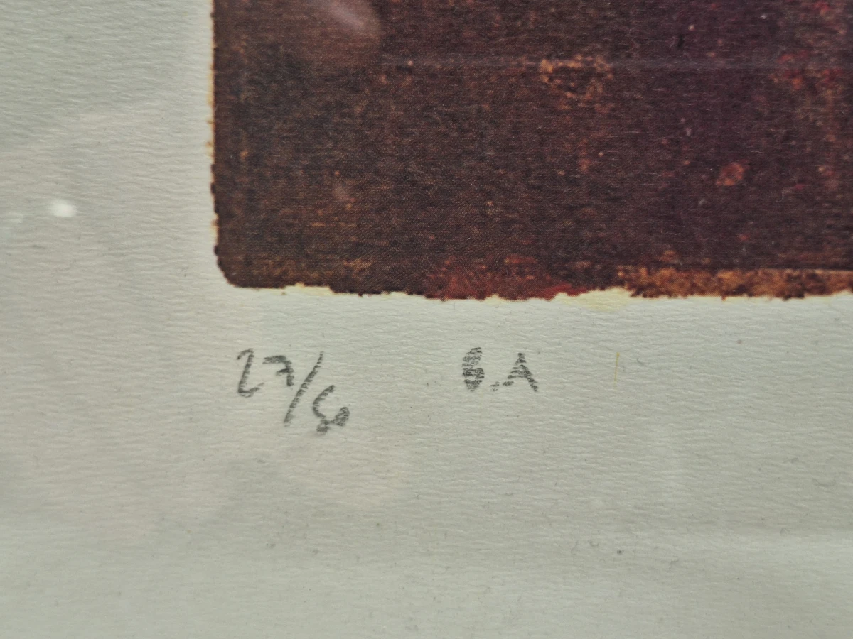 Gelimiteerde kunstzeefdruk / lithografie - figuur met schaduwen (nummer 27/50, E.A.) - foto 5