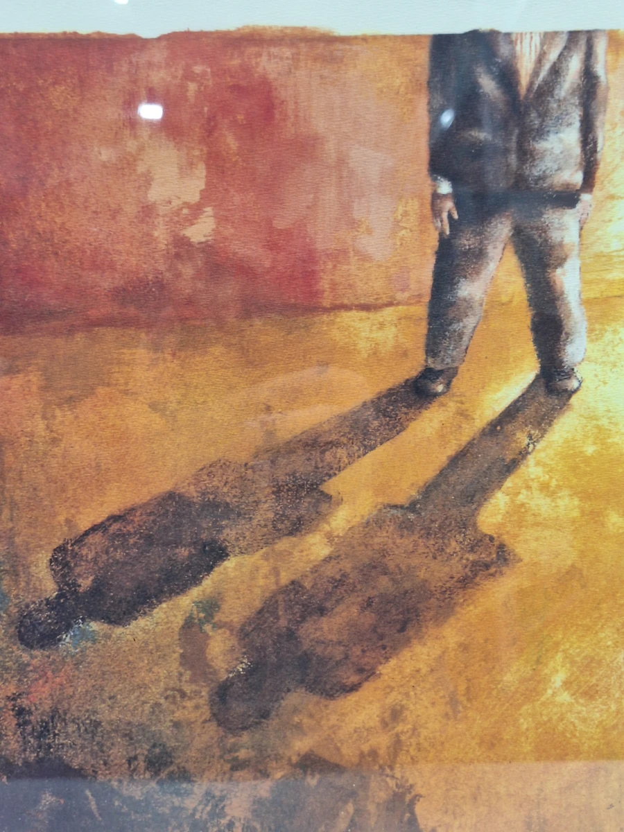 Gelimiteerde kunstzeefdruk / lithografie - figuur met schaduwen (nummer 27/50, E.A.) - foto 4